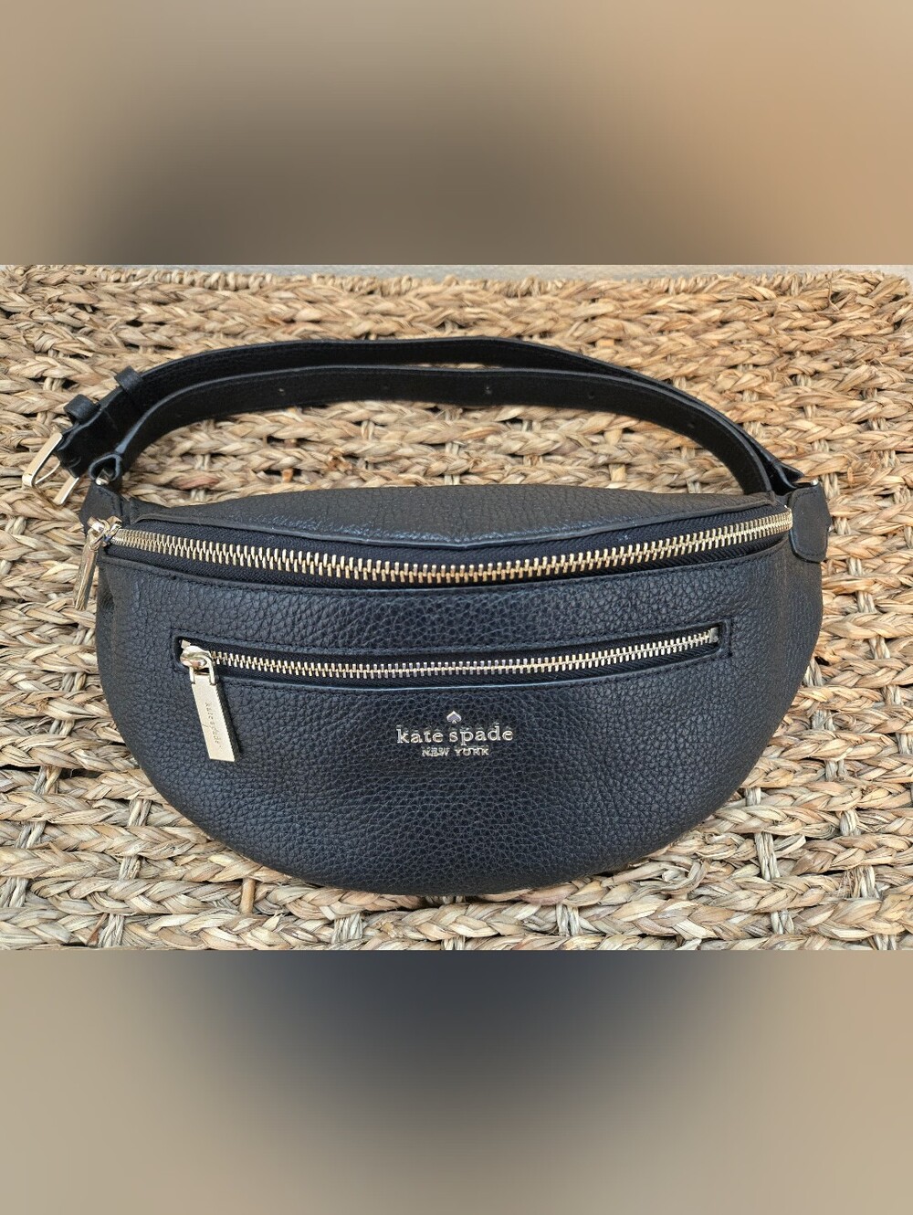 Kate Spade black pebbled Leather Chelsea Belt Bag with gold hardware